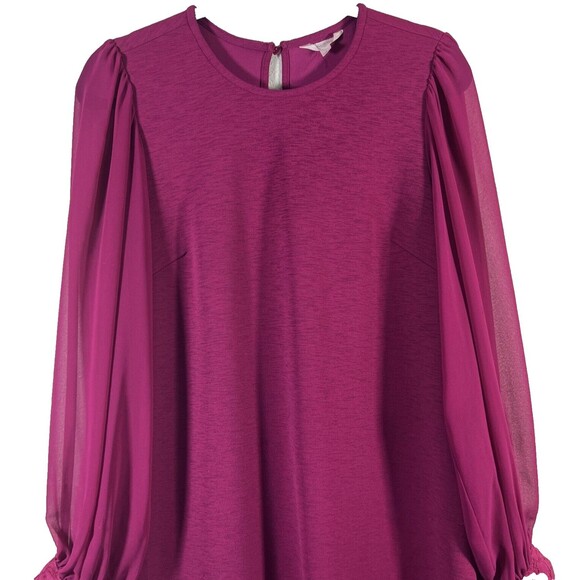 Nanette Lepore Dress Size 6 Red Pomegranate Lace Semi Sheer Sleeve - Picture 2 of 16